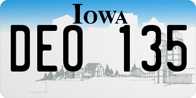 IA license plate DEO135