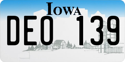 IA license plate DEO139
