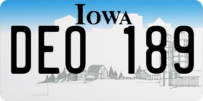 IA license plate DEO189