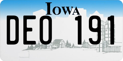 IA license plate DEO191