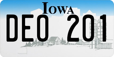 IA license plate DEO201