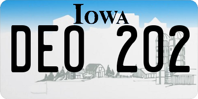 IA license plate DEO202