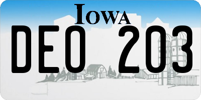 IA license plate DEO203