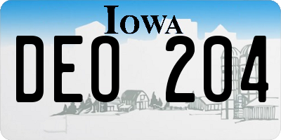 IA license plate DEO204