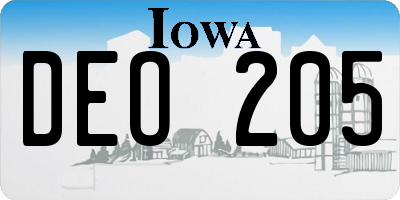 IA license plate DEO205