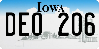 IA license plate DEO206