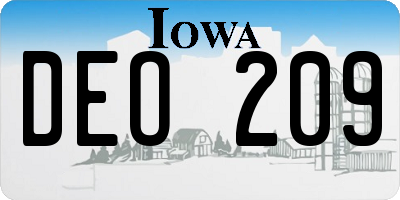 IA license plate DEO209
