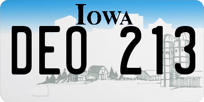 IA license plate DEO213