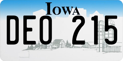 IA license plate DEO215
