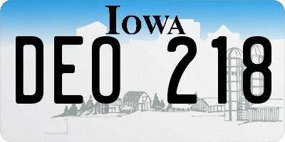 IA license plate DEO218