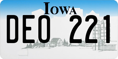 IA license plate DEO221