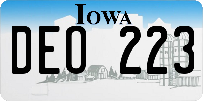 IA license plate DEO223