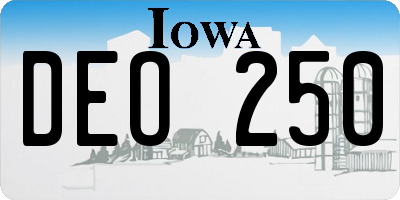 IA license plate DEO250