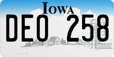 IA license plate DEO258