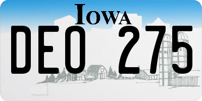 IA license plate DEO275