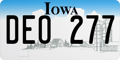 IA license plate DEO277