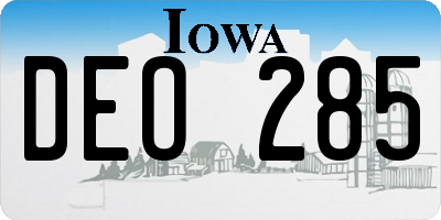 IA license plate DEO285
