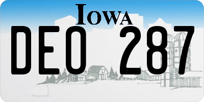 IA license plate DEO287