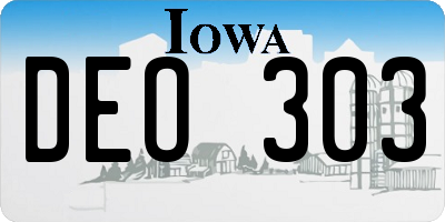 IA license plate DEO303