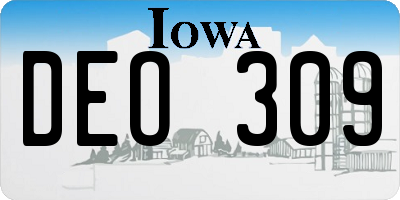 IA license plate DEO309