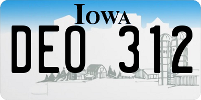 IA license plate DEO312