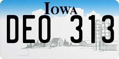 IA license plate DEO313