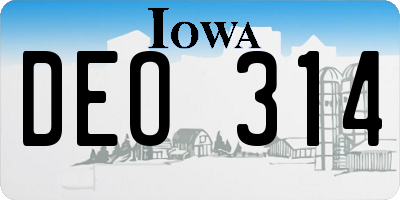 IA license plate DEO314