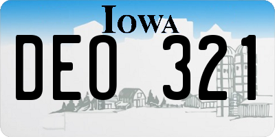 IA license plate DEO321