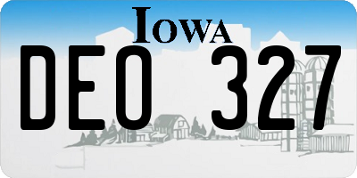 IA license plate DEO327