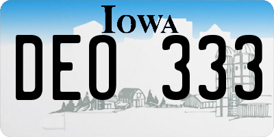 IA license plate DEO333
