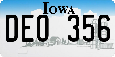 IA license plate DEO356
