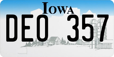 IA license plate DEO357