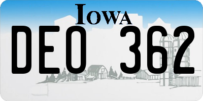 IA license plate DEO362