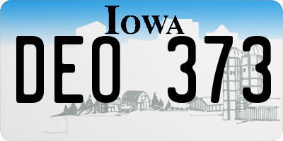 IA license plate DEO373