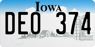 IA license plate DEO374