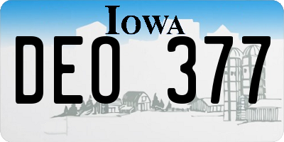 IA license plate DEO377