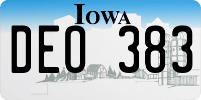 IA license plate DEO383
