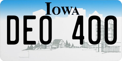 IA license plate DEO400