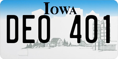 IA license plate DEO401