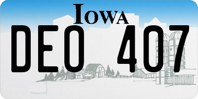 IA license plate DEO407