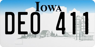 IA license plate DEO411