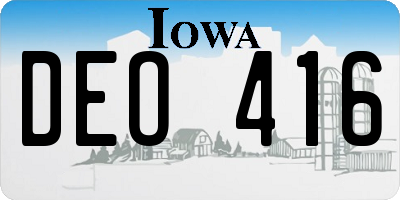 IA license plate DEO416