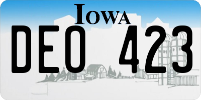 IA license plate DEO423