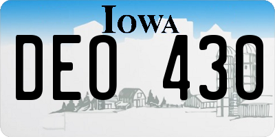 IA license plate DEO430