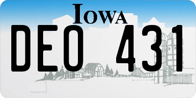 IA license plate DEO431