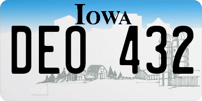 IA license plate DEO432