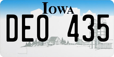 IA license plate DEO435