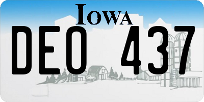 IA license plate DEO437