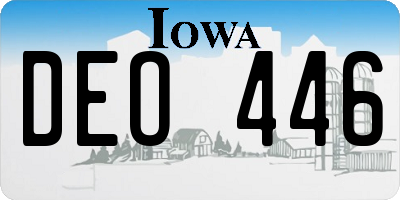 IA license plate DEO446