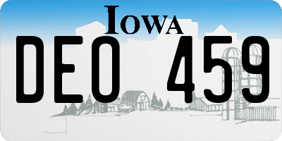 IA license plate DEO459